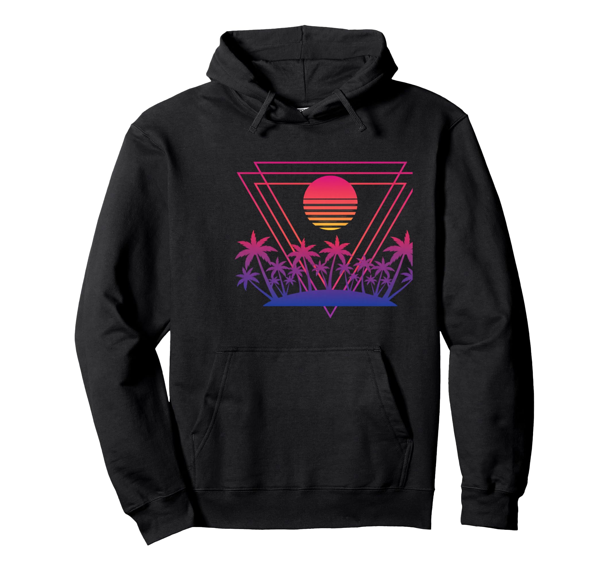 Palm Sunset Nostalgia 80S Synthwave Hoodie - Unique Graphic for Adults - T-Shirt, Sweatshirt, Hoodie