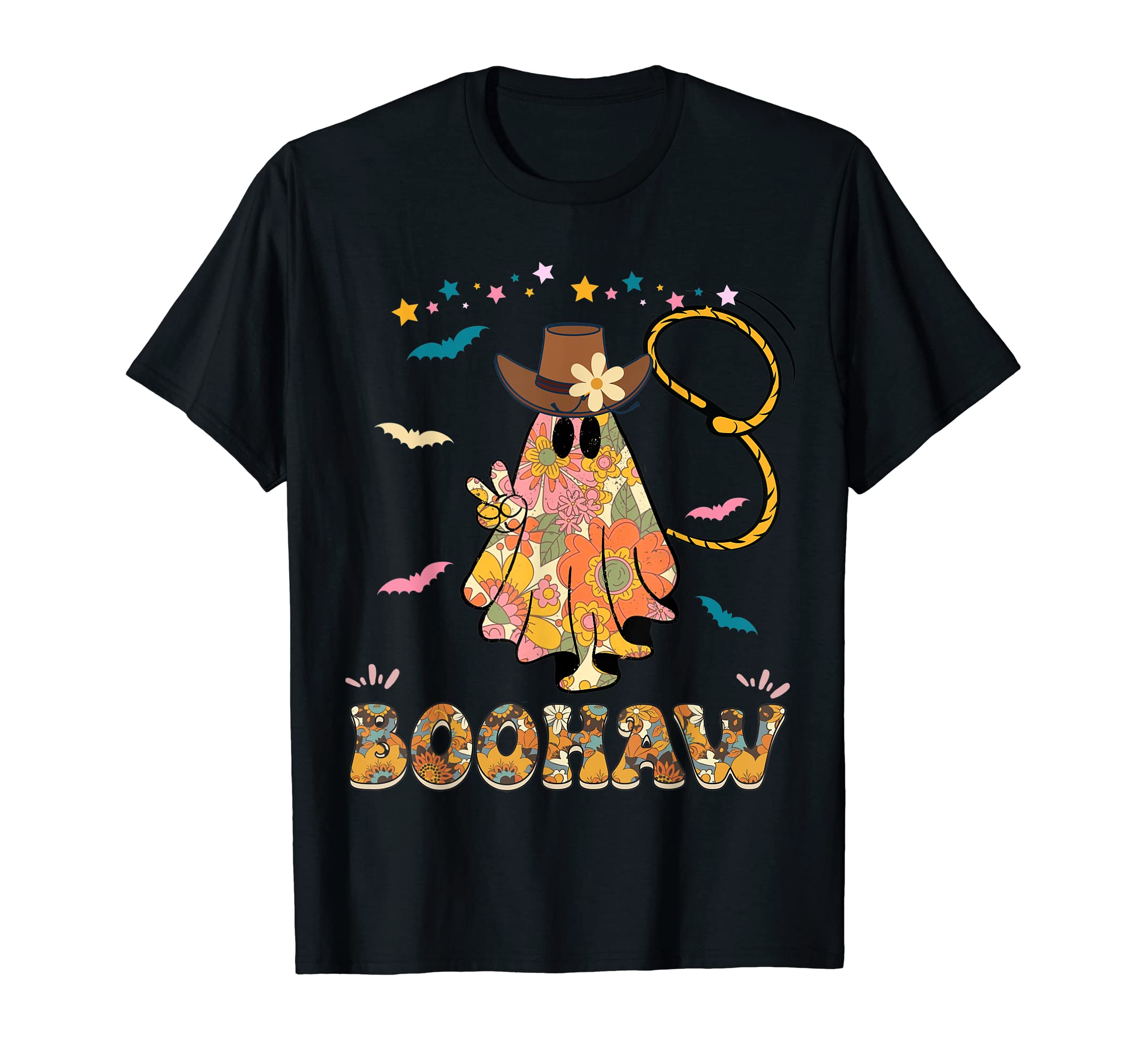 Boohaw Ghost Halloween Western T-Shirt - Minimalist Print for Adults - T-Shirt, Sweatshirt, Hoodie