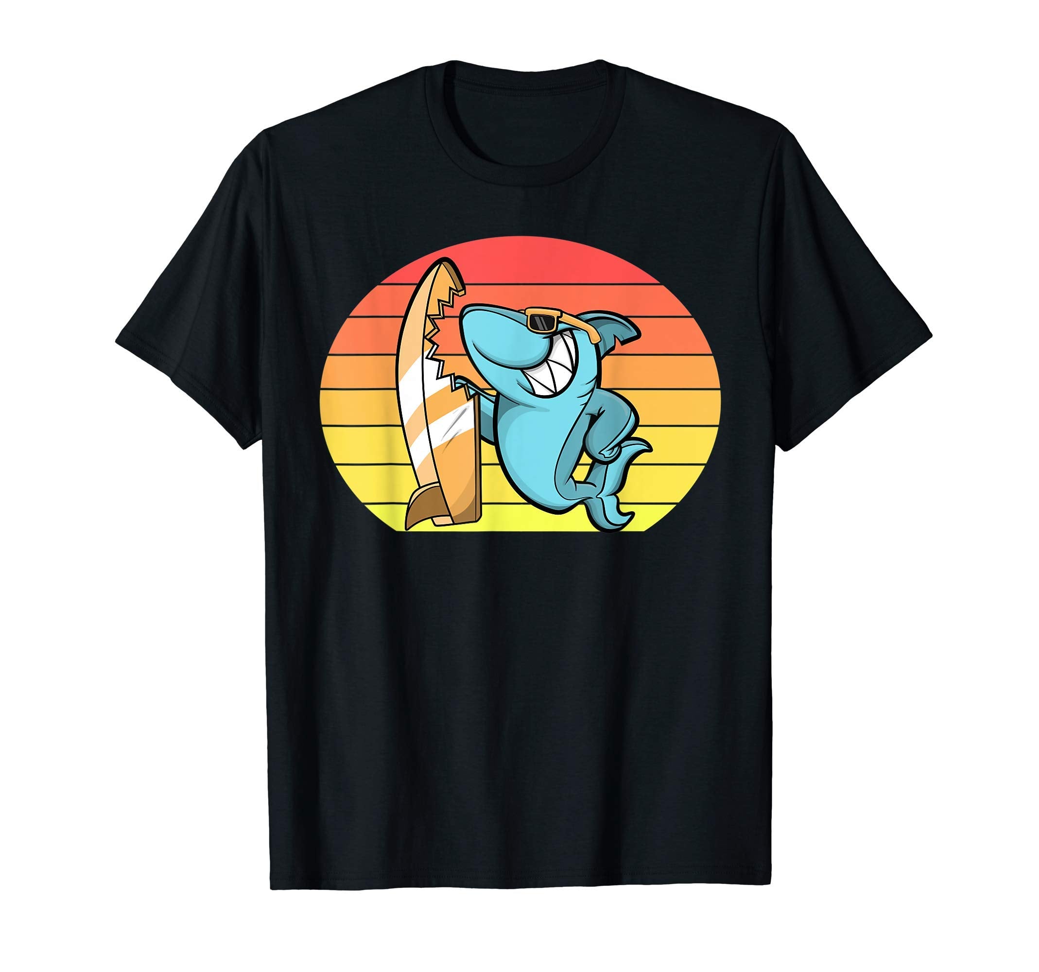 Shark Sunset Surfer Ocean Surfer Hoodie - Streetwear Style for Adults - T-Shirt, Sweatshirt, Hoodie