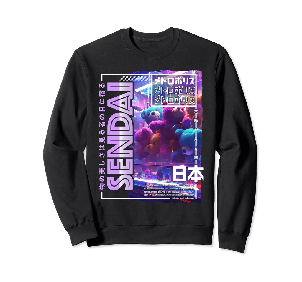 Sendai City 80S Synthwave Soft Toy Sweatshirt - Novelty Apparel Unisex - T-Shirt, Sweatshirt, Hoodie