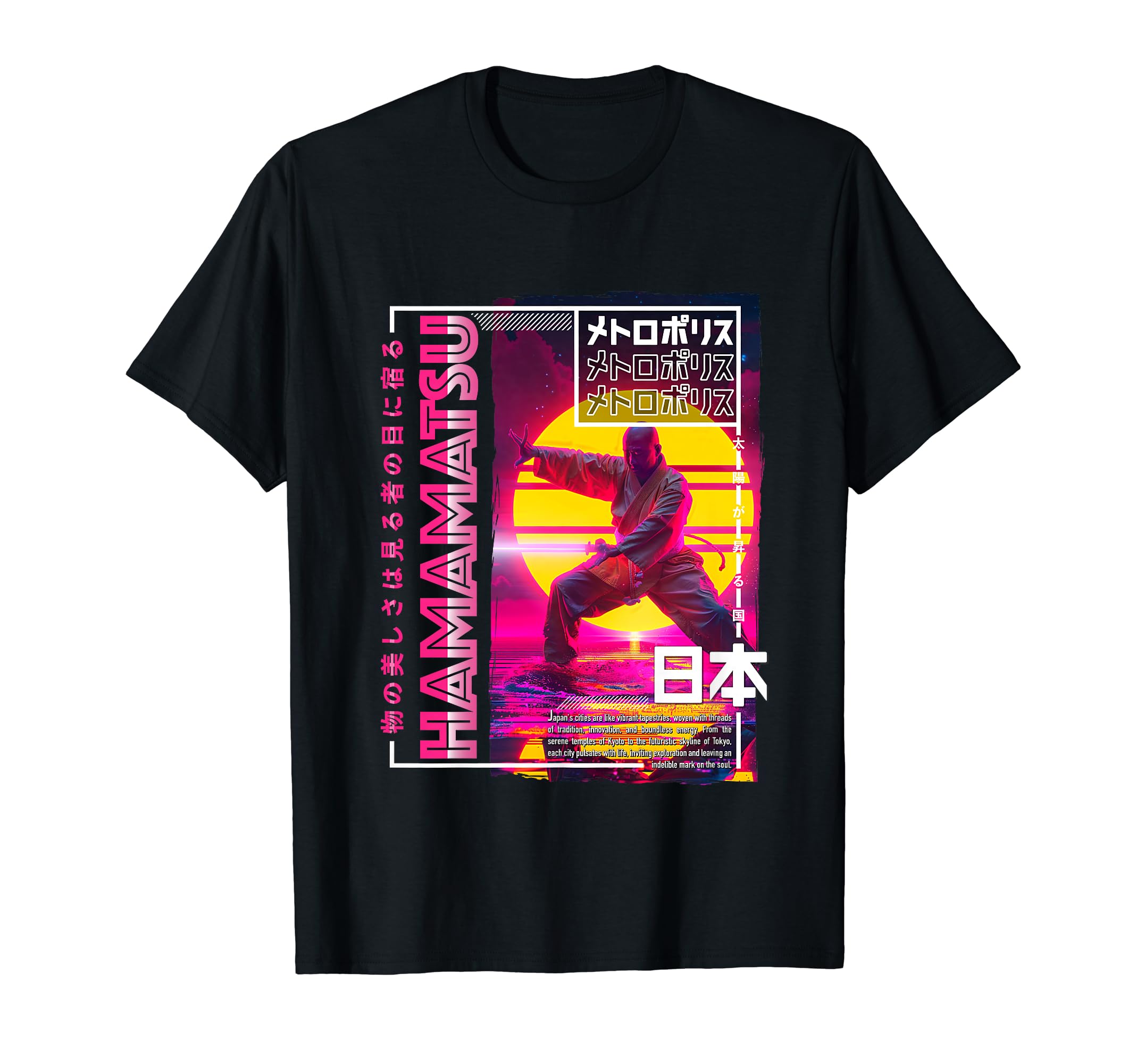 Hamamatsu City 80S Synthwave Shaolin T-Shirt - Custom Art Print Unisex - T-Shirt, Sweatshirt, Hoodie