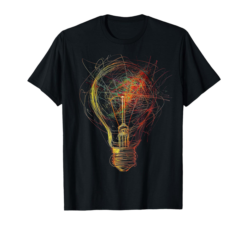 Light Bulb Abstract Drawing Colorful Art T-Shirt - Graphic Print Men Women - T-Shirt, Sweatshirt, Hoodie