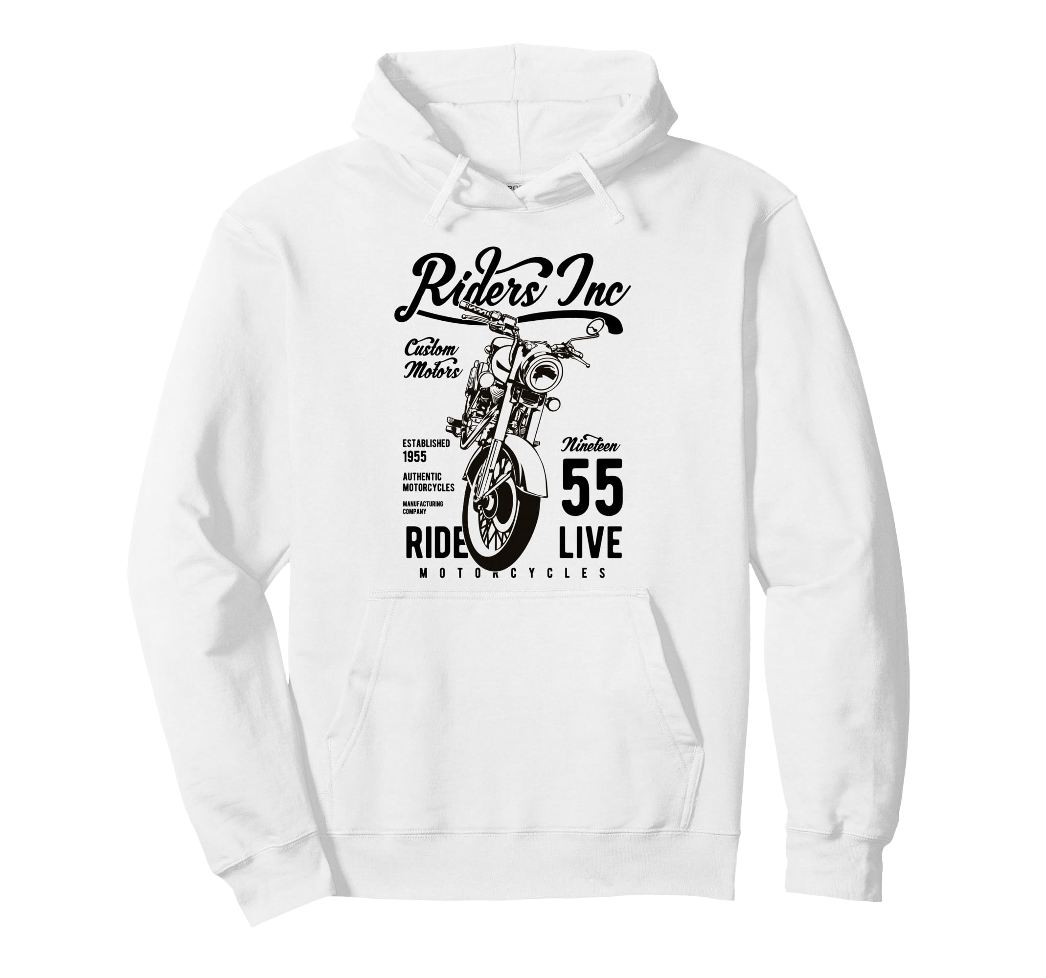 Riders Inc 1955 Motorcycle Hoodie - Aesthetic Graphic for Adults - T-Shirt, Sweatshirt, Hoodie
