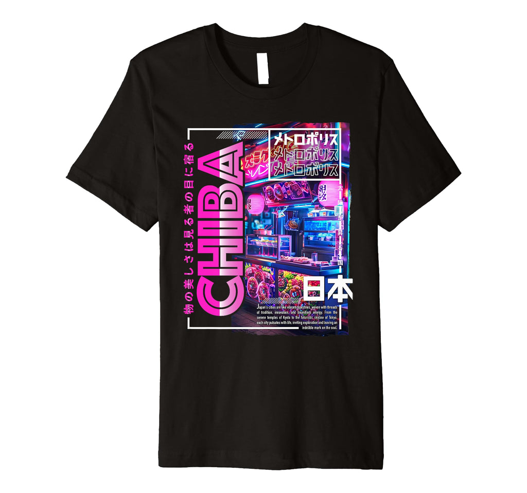 Chiba City 80S Synthwave Streetfood T-Shirt - Custom Art Print Unisex - T-Shirt, Sweatshirt, Hoodie