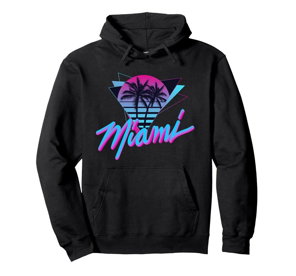 Miami Palm Trees Vaperwave Synthwave 80S Hoodie - Custom Art Print Unisex - T-Shirt, Sweatshirt, Hoodie