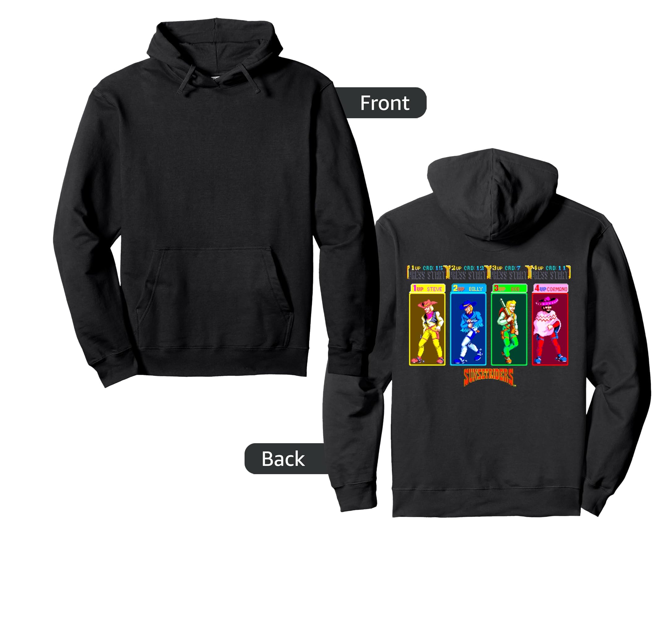 Sunset Riders Character Select Western Hoodie - Trendy Graphic Men Women - T-Shirt, Sweatshirt, Hoodie