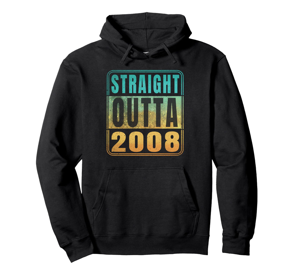Straight Outta 2008 Birth Birthday Hoodie - Fun Novelty Design for Adults - T-Shirt, Sweatshirt, Hoodie