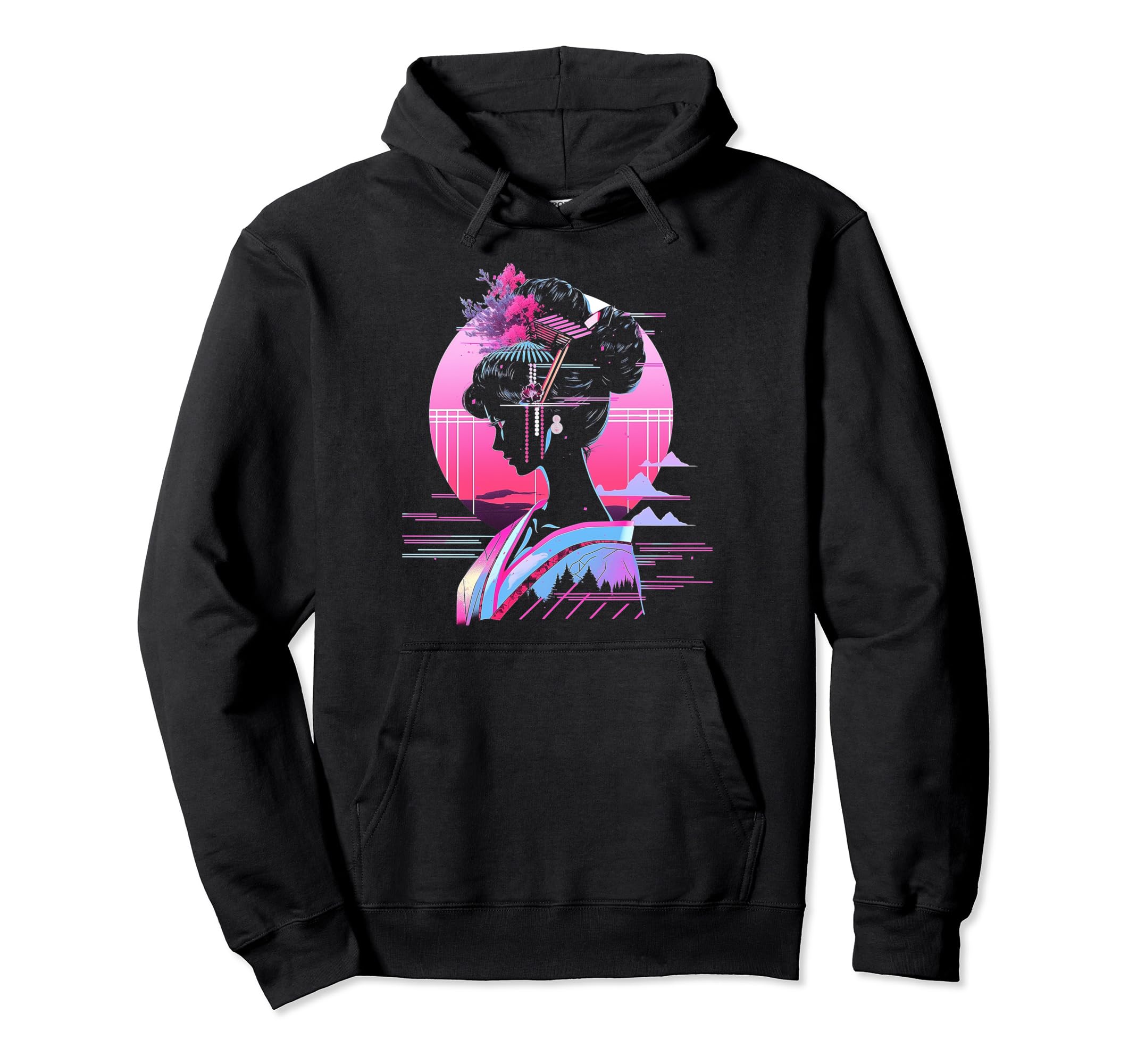 Vaporwave Geisha 80S Synthwave 9 Hoodie - Casual Everyday Wear Unisex - T-Shirt, Sweatshirt, Hoodie