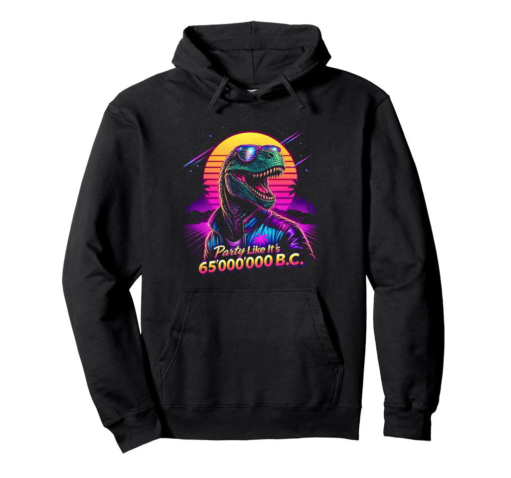 80S Synthwave T Rex Funny Tyrannosaurus Hoodie - Graphic Print Men Women - T-Shirt, Sweatshirt, Hoodie
