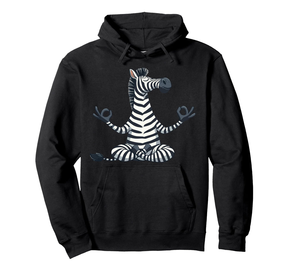 Meditation Zebra Yoga Pose Relaxing Hoodie - Minimalist Print Men Women - T-Shirt, Sweatshirt, Hoodie