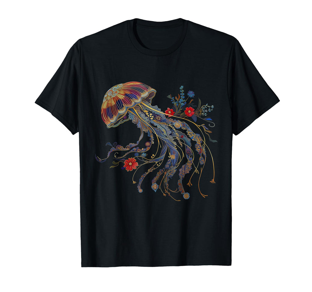 Jellyfish Colorful Flower Patterns T-Shirt - Minimalist Print for Adults - T-Shirt, Sweatshirt, Hoodie