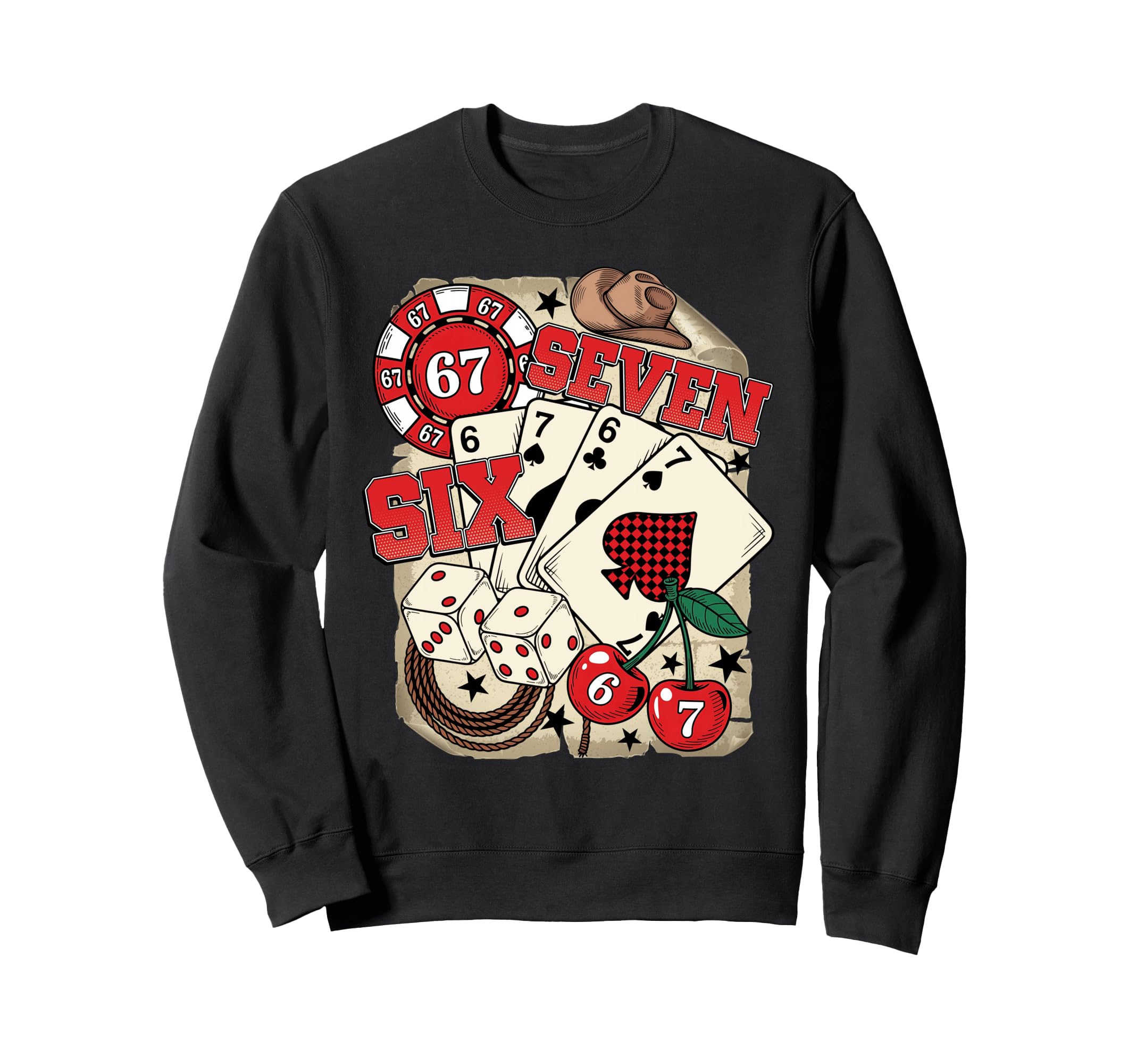 Funny 67 Six Seven Meme Poker Sweatshirt - Trendy Graphic Men Women - T-Shirt, Sweatshirt, Hoodie
