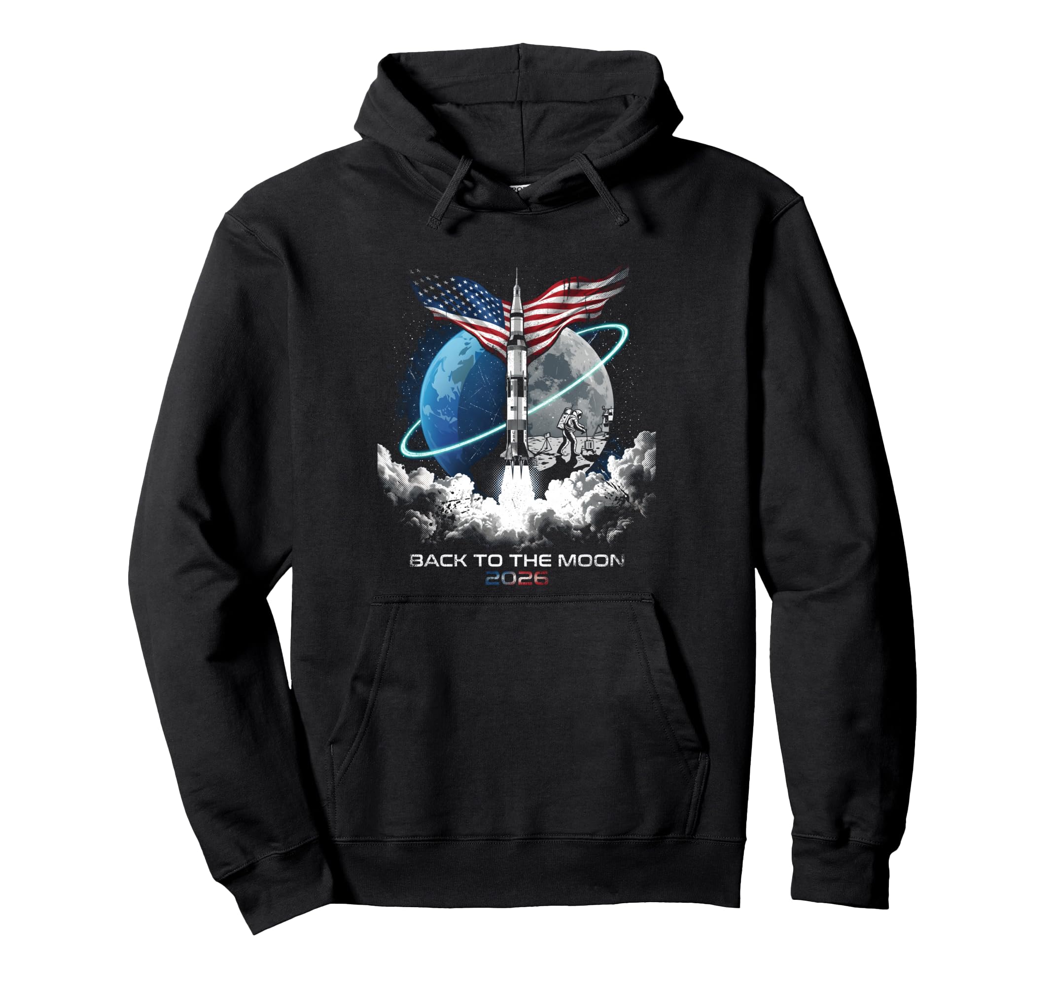 Back To Moon 2026 Funny Astronaut Space Hoodie - Minimalist Print Unisex - T-Shirt, Sweatshirt, Hoodie