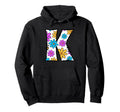 Letter K Daisy Floral Alphabet Hoodie - Custom Art Print Unisex - T-Shirt, Sweatshirt, Hoodie