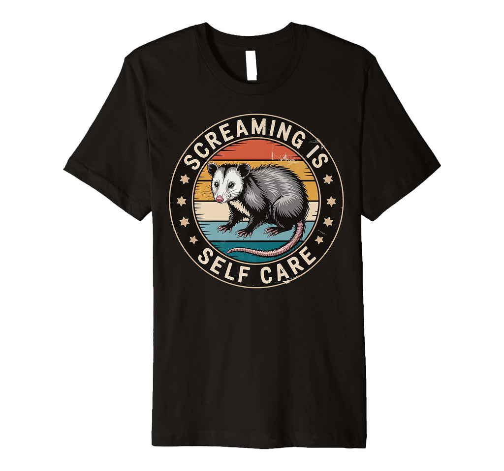 Opossum Therapeutic Screaming Stress Hoodie - Minimalist Print for Adults - T-Shirt, Sweatshirt, Hoodie