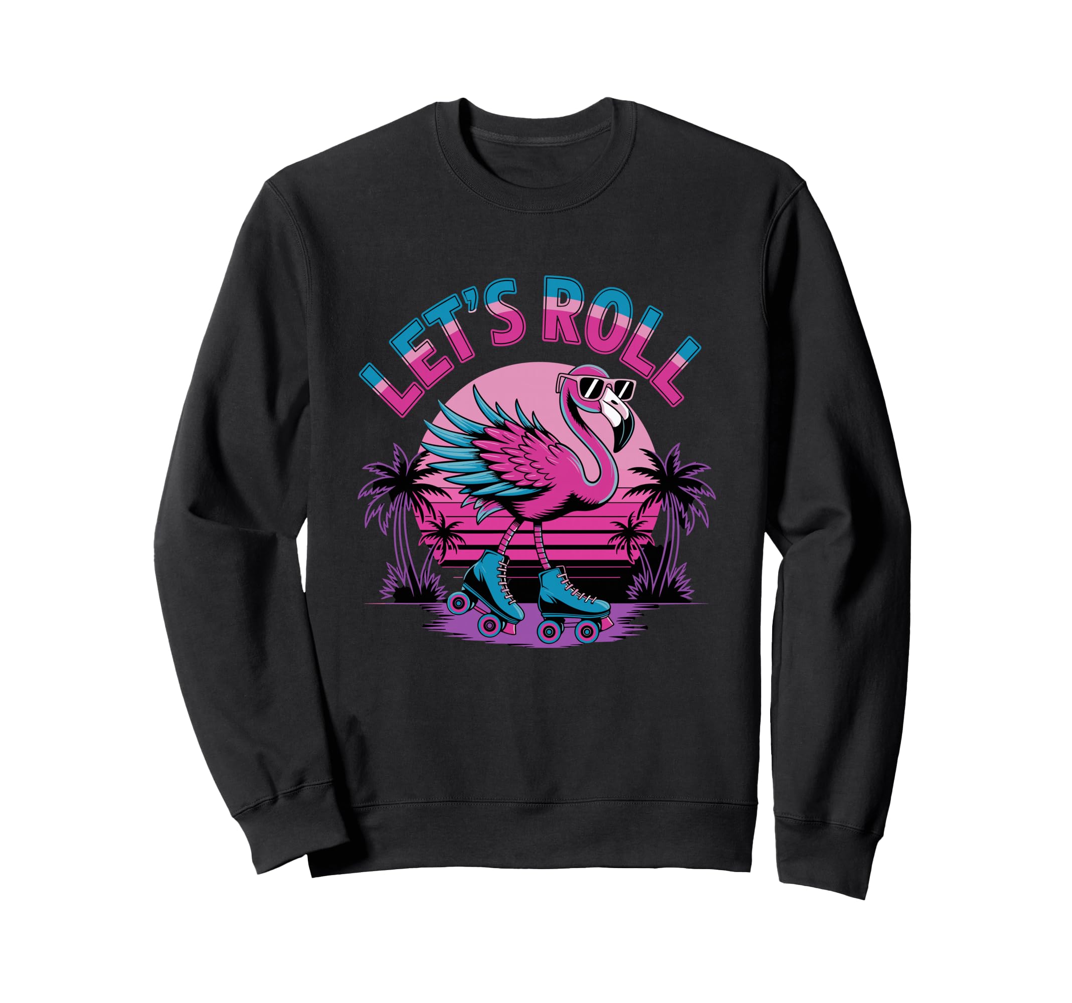 Flamingo Roller Skating Sweatshirt - Minimalist Print Unisex - T-Shirt, Sweatshirt, Hoodie