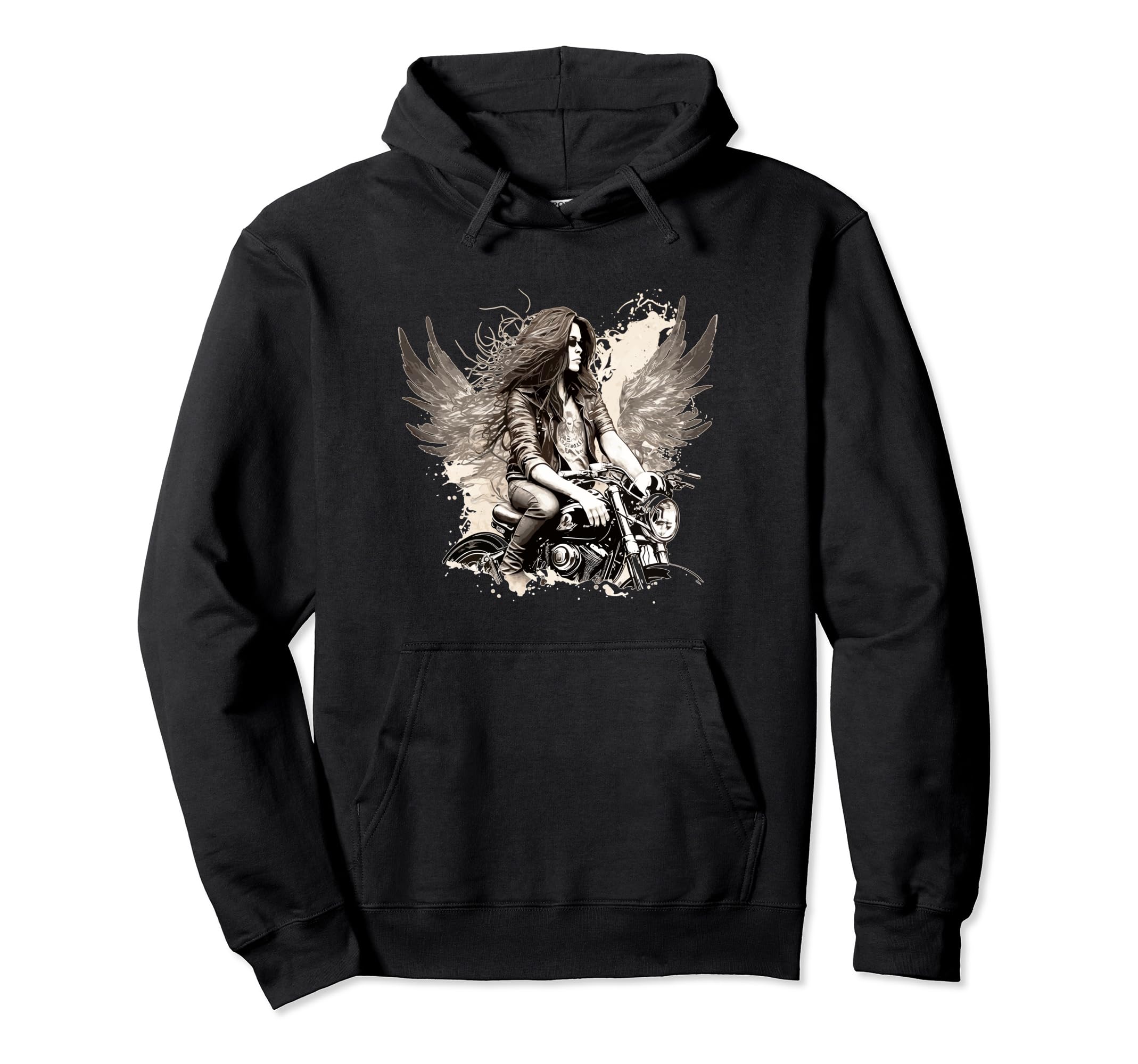Biker Lady Motorcycle Hoodie - Aesthetic Graphic Men Women - T-Shirt, Sweatshirt, Hoodie