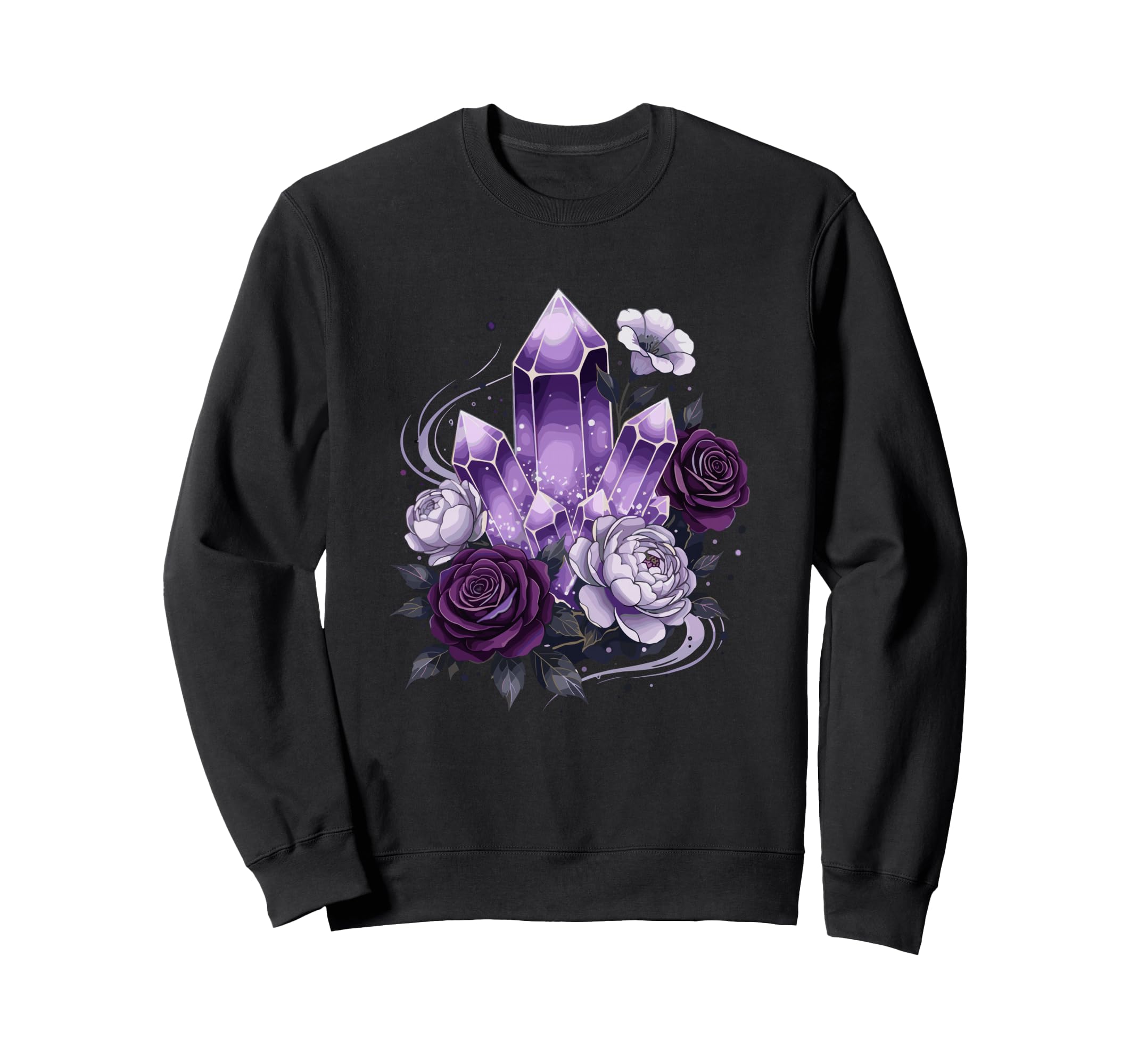 Amethyst Crystal Cluster Gothic Sweatshirt - Unique Graphic Men Women - T-Shirt, Sweatshirt, Hoodie