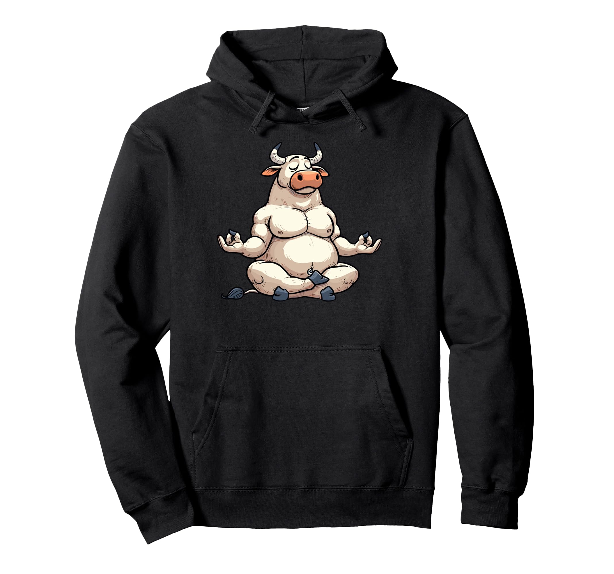 Meditation Bull Yoga Pose Relaxing Animal Hoodie - Graphic Print for Adults - T-Shirt, Sweatshirt, Hoodie