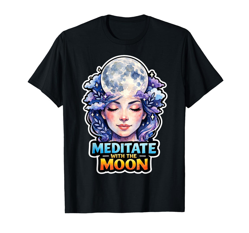 Moon Meditation Lunar Mindfulness T-Shirt - Custom Art Print Unisex - T-Shirt, Sweatshirt, Hoodie