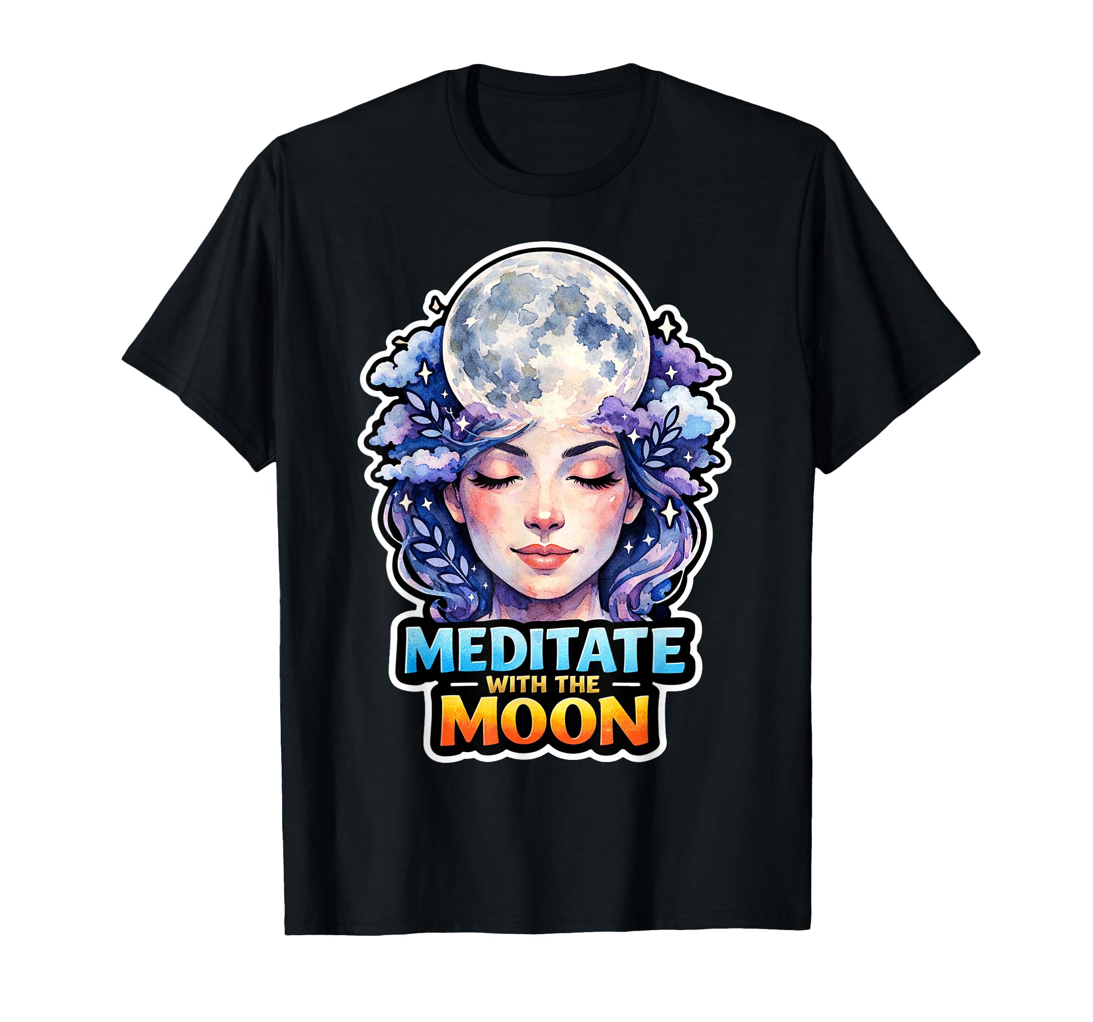 Moon Meditation Lunar Mindfulness T-Shirt - Custom Art Print Unisex - T-Shirt, Sweatshirt, Hoodie