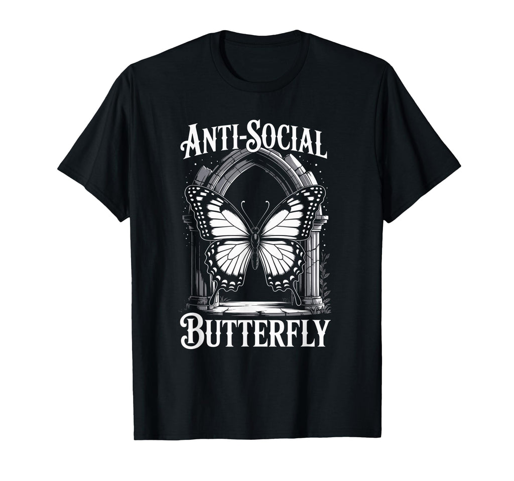 Gothic Antisocial Butterfly Aesthetic T-Shirt - Graphic Print Unisex - T-Shirt, Sweatshirt, Hoodie