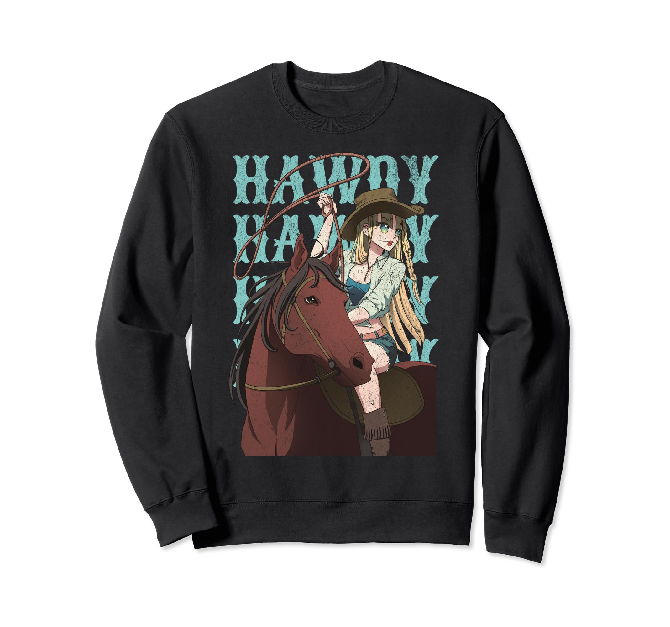 Anime Manga Cowgirl Horse Lover Japan Sweatshirt - Streetwear Style Unisex - T-Shirt, Sweatshirt, Hoodie