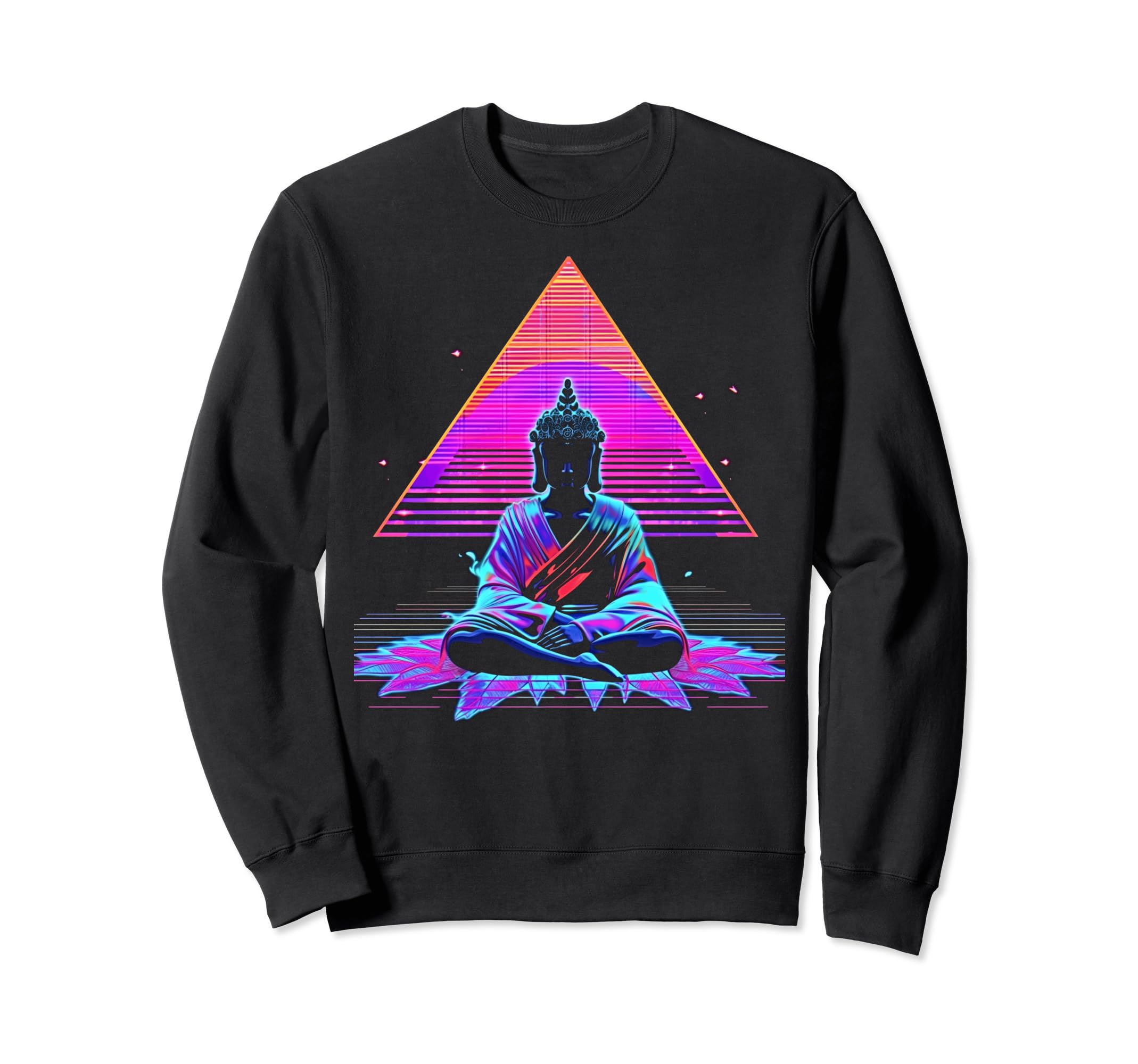 Synthwave Buddha Cyberpunk 80S Sci Sweatshirt - Graphic Print for Adults - T-Shirt, Sweatshirt, Hoodie