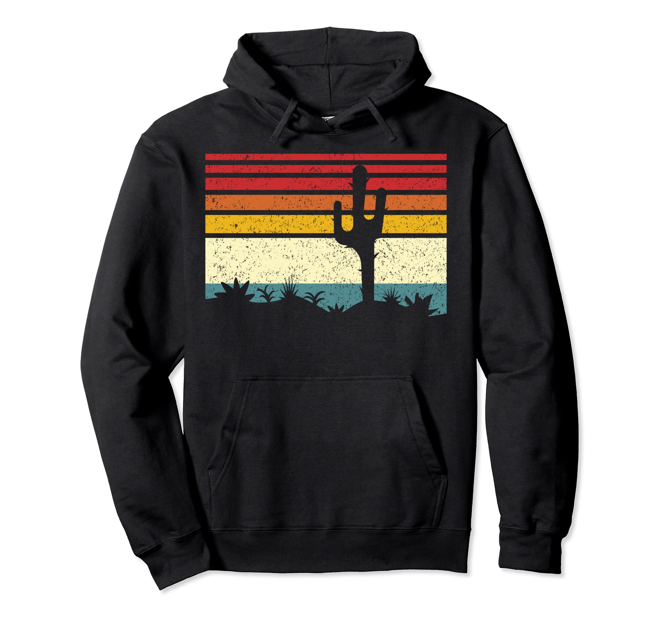 Distressed Saguaro Cactus Sunset Hoodie - Fun Novelty Design for Adults - T-Shirt, Sweatshirt, Hoodie