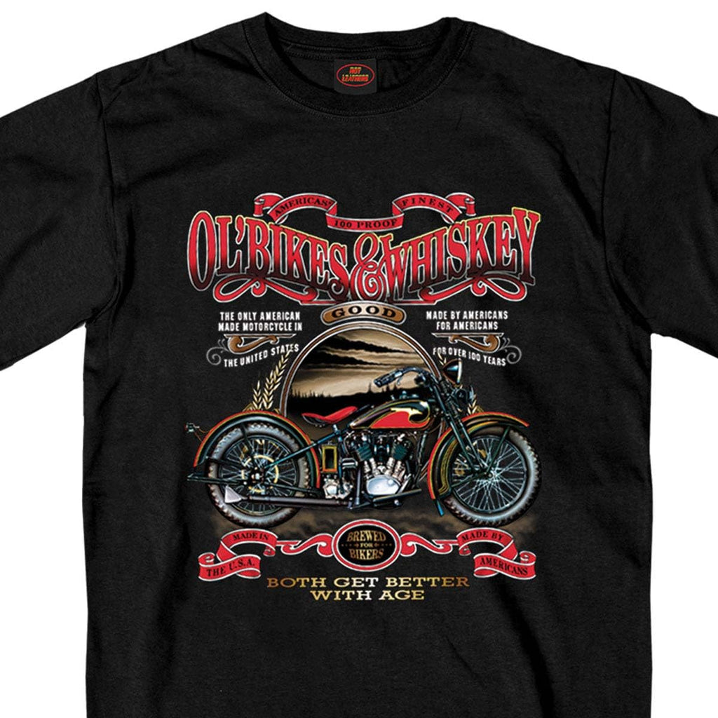 Hot Leathers Black Ol Bikes Whiskey T-Shirt - Aesthetic Graphic Men Women - T-Shirt, Sweatshirt, Hoodie