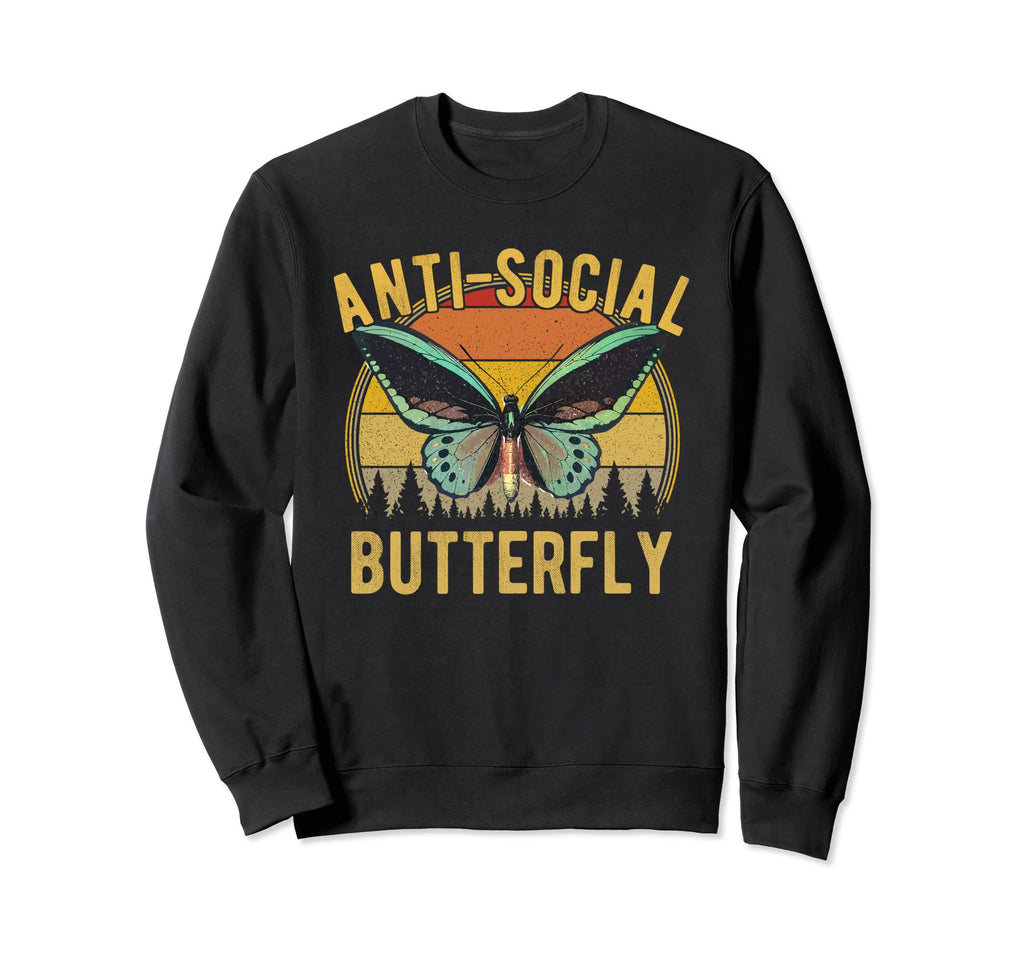 Anti Social Butterfly Introvert Sweatshirt - Aesthetic Graphic for Adults - T-Shirt, Sweatshirt, Hoodie