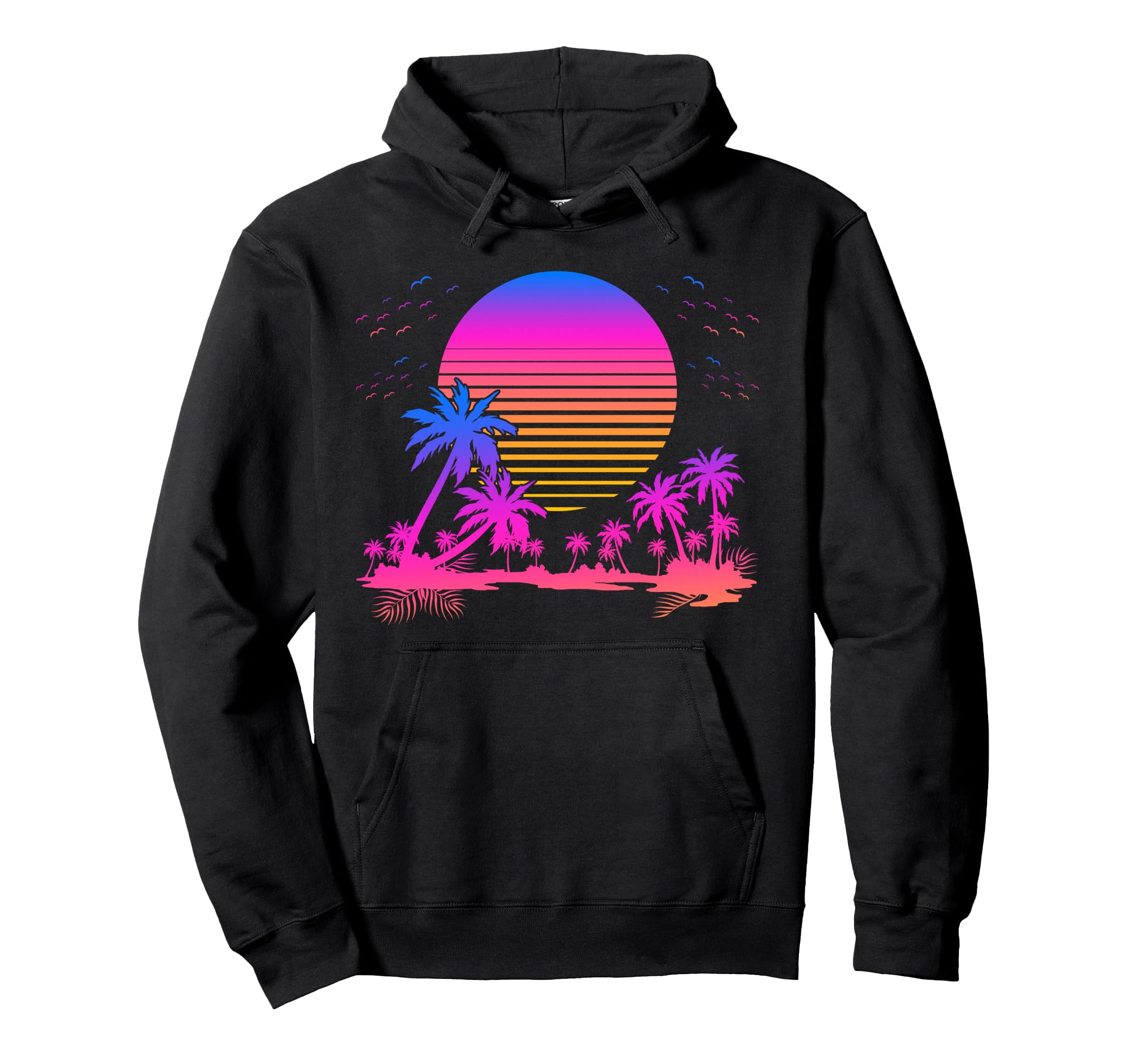 Synthwave Summer 1980S Art Palm Trees Hoodie - Minimalist Print Unisex - T-Shirt, Sweatshirt, Hoodie