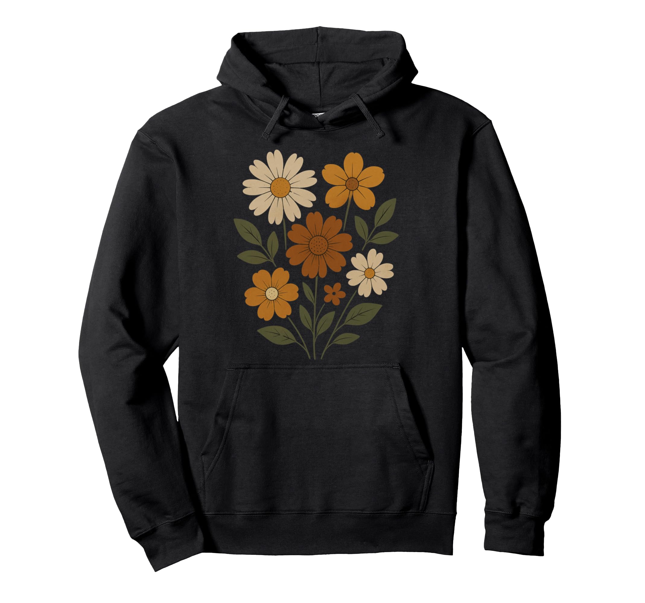 Boho Wildflower Earthy Floral Art Hoodie - Unique Graphic Men Women - T-Shirt, Sweatshirt, Hoodie