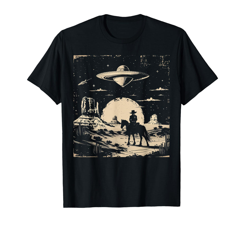 Western Cowboy Cowgirl Ufo Wild West T-Shirt - Novelty Apparel for Adults - T-Shirt, Sweatshirt, Hoodie