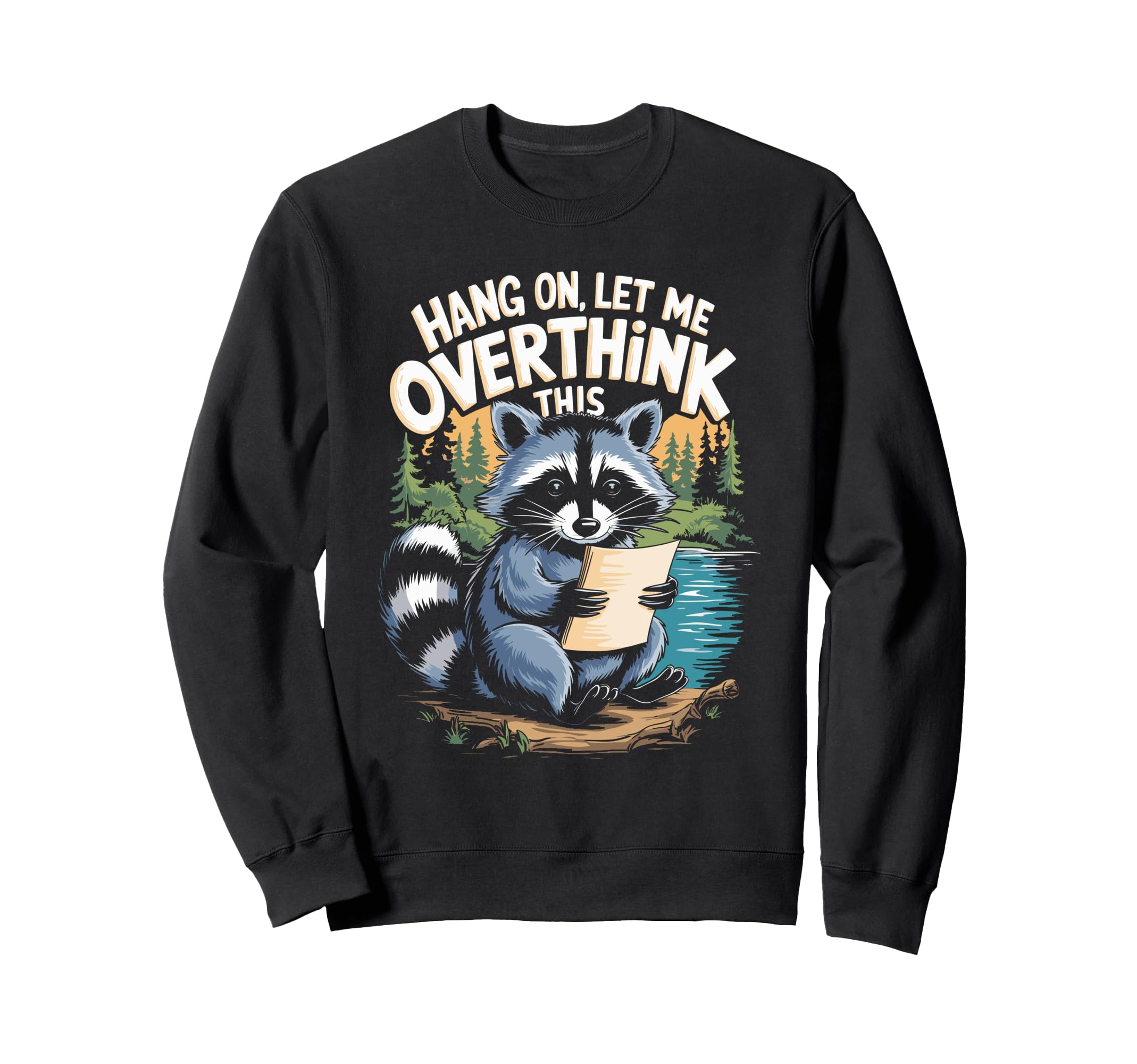 Funny Raccoon Overthinking Coffee Sweatshirt - Aesthetic Graphic Men Women - T-Shirt, Sweatshirt, Hoodie