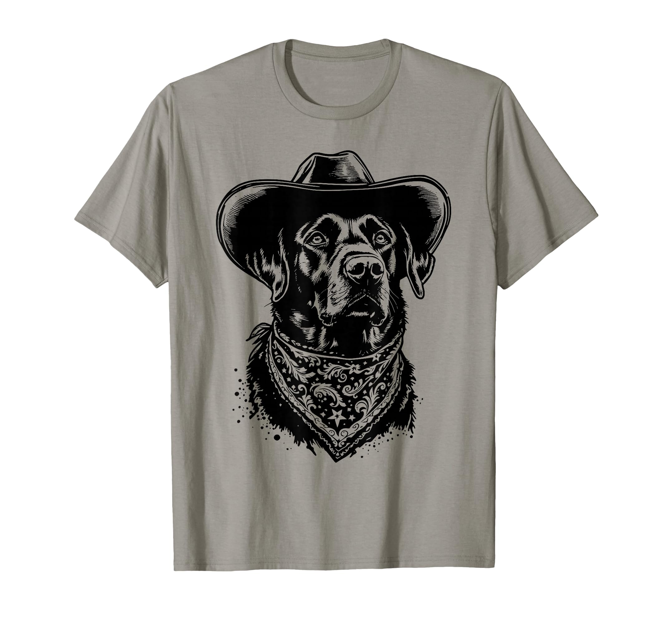 Western Black Labrador Cowboy Hat And T-Shirt - Trendy Graphic for Adults - T-Shirt, Sweatshirt, Hoodie