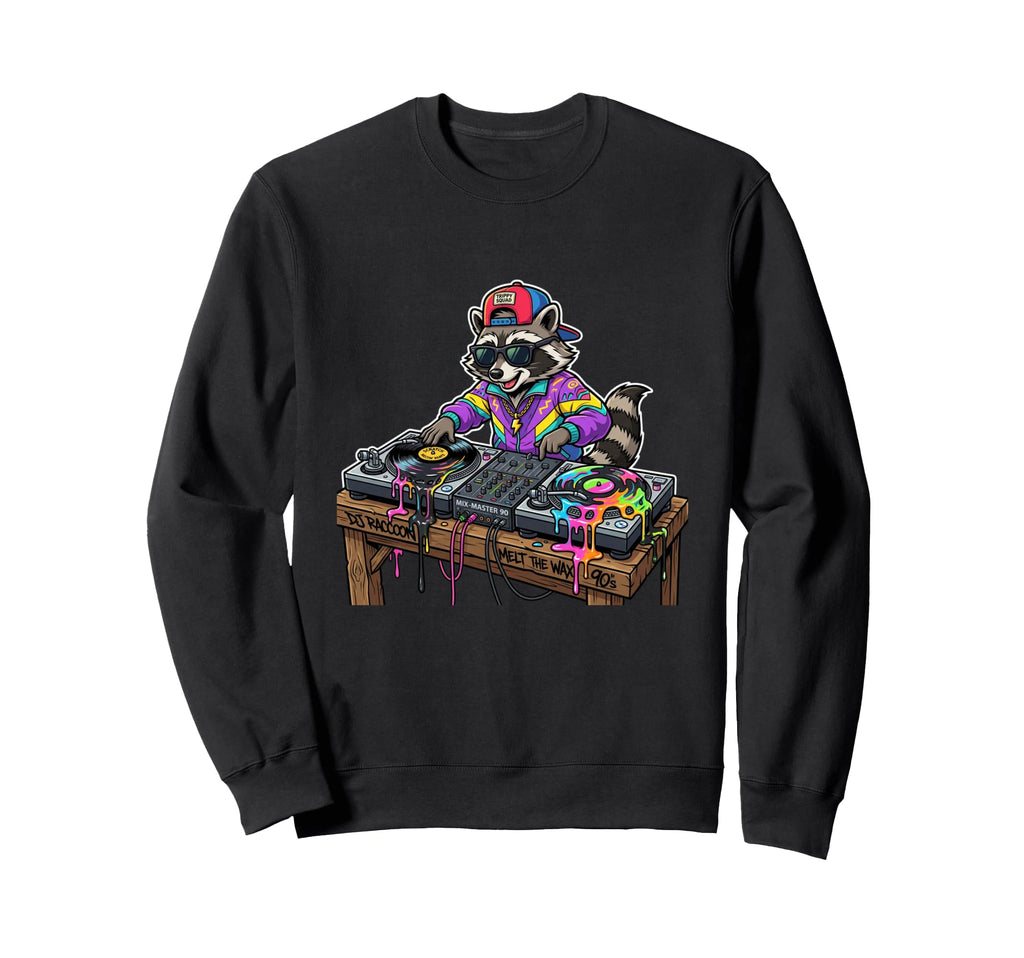 Dj Raccoon Melt Wax 90S Vinyl Record Sweatshirt - Trendy Graphic Men Women - T-Shirt, Sweatshirt, Hoodie