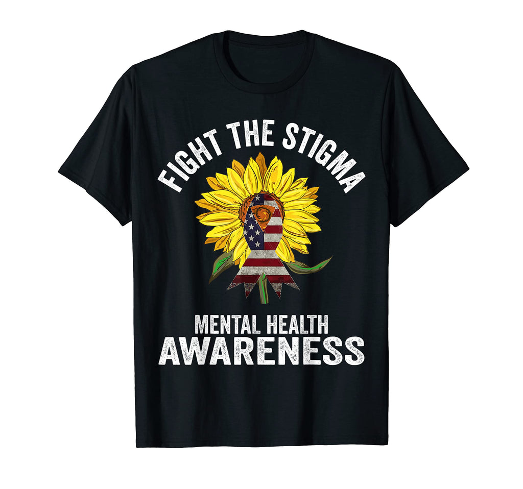 Fight Stigma Usa Flag Ribbon Mental T-Shirt - Custom Art Print Unisex - T-Shirt, Sweatshirt, Hoodie