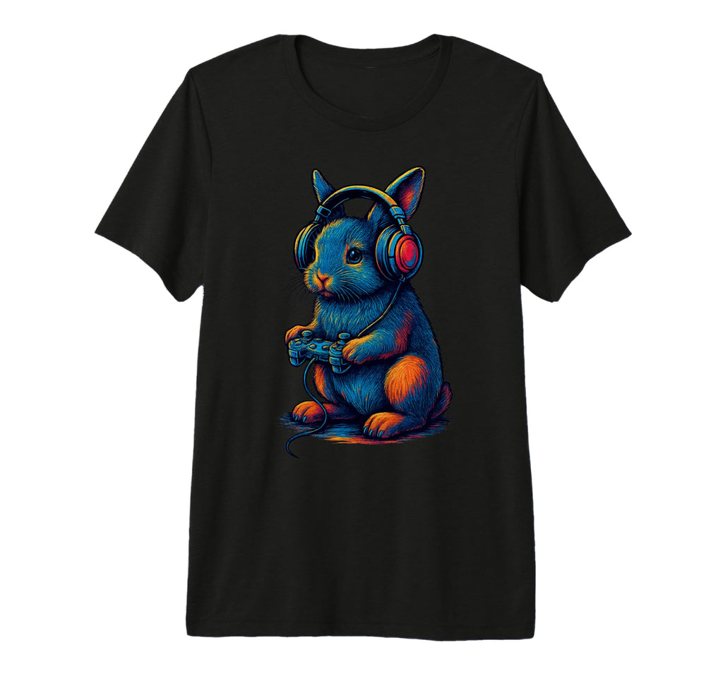 Rabbit Gamer Gaming Pet Lover Tri T-Shirt - Minimalist Print Men Women - T-Shirt, Sweatshirt, Hoodie