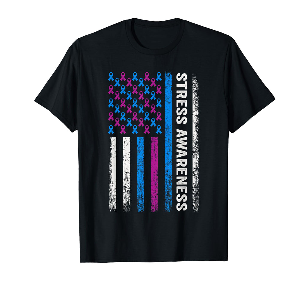 Stress Awareness Month Blue Purple T-Shirt - Custom Art Print for Adults - T-Shirt, Sweatshirt, Hoodie