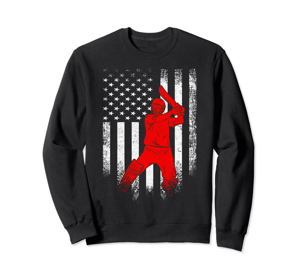 Usa American Flag Cricket Player Team Sweatshirt - Custom Art Print Unisex - T-Shirt, Sweatshirt, Hoodie