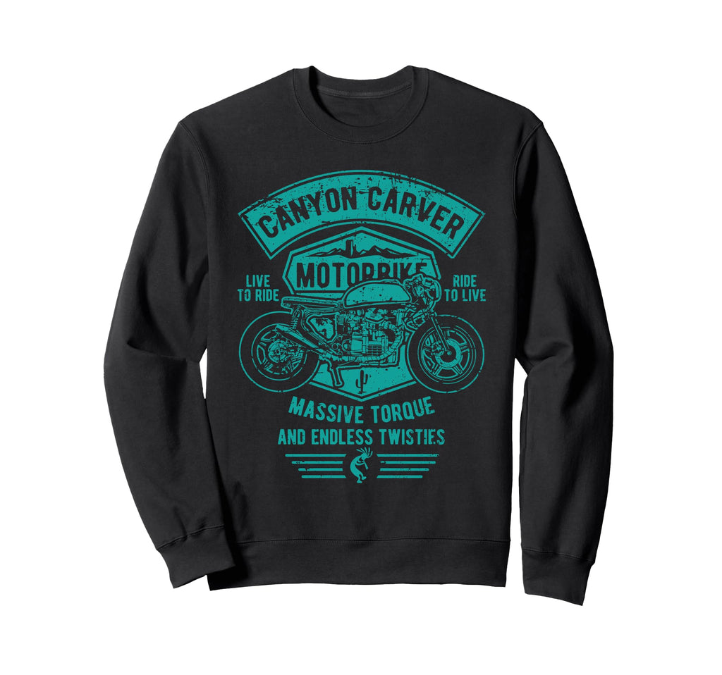 Canyon Carver Motorcycle Distressed Sweatshirt - Aesthetic Graphic Unisex - T-Shirt, Sweatshirt, Hoodie