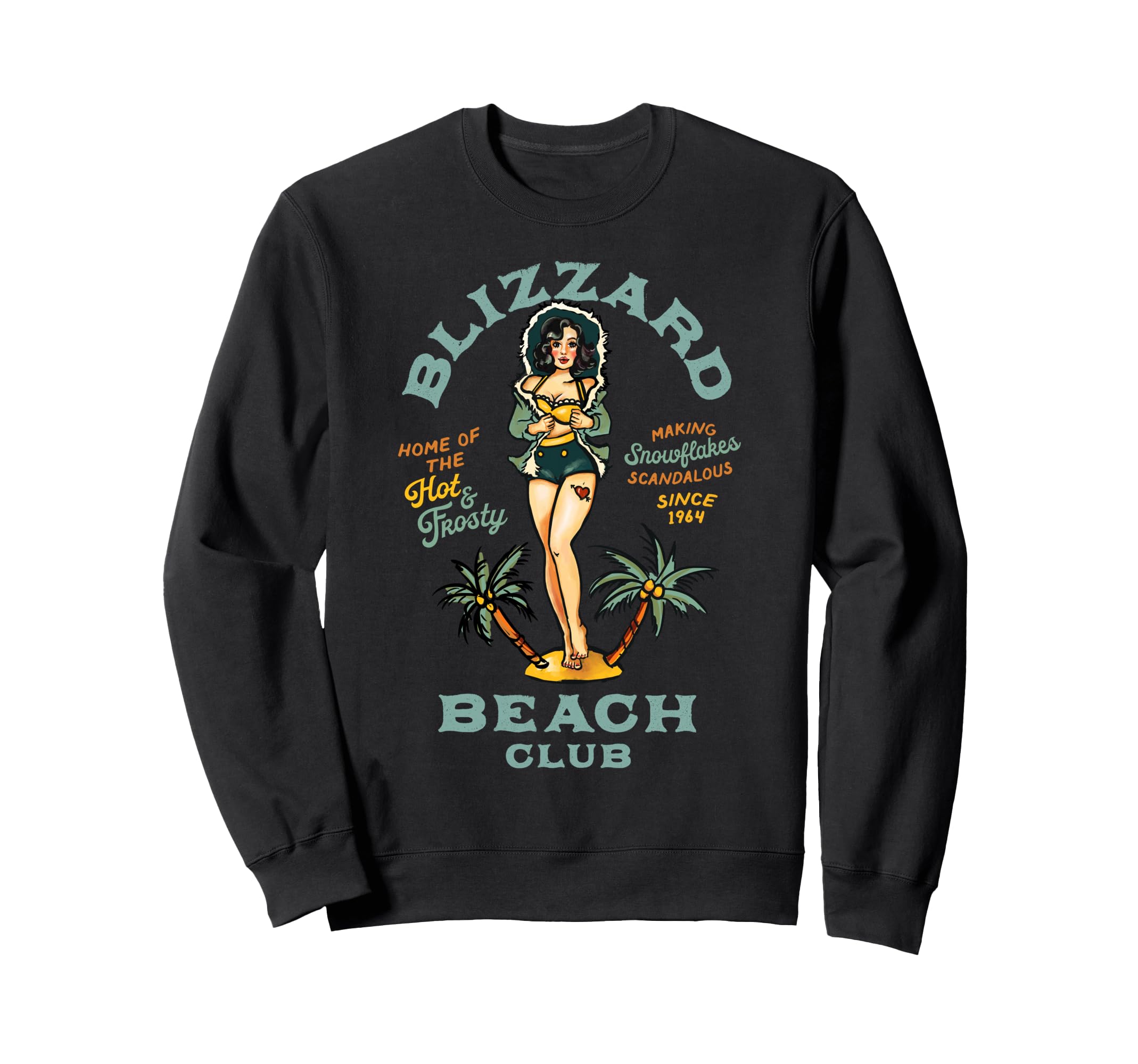 Pin Up Beach Bar Sailor Jerry Sweatshirt - Aesthetic Graphic for Adults - T-Shirt, Sweatshirt, Hoodie