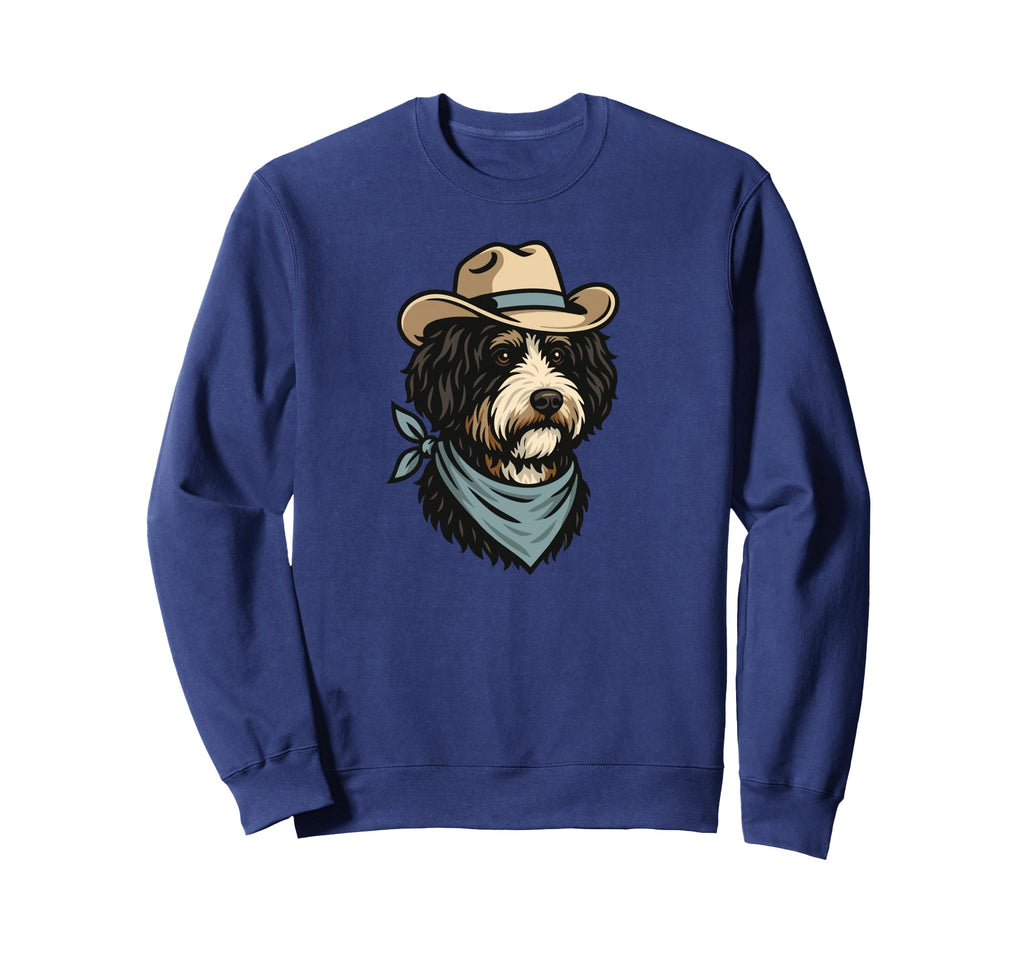 Funny Cowboy Bernedoodle Drawing Sweatshirt - Minimalist Print for Adults - T-Shirt, Sweatshirt, Hoodie