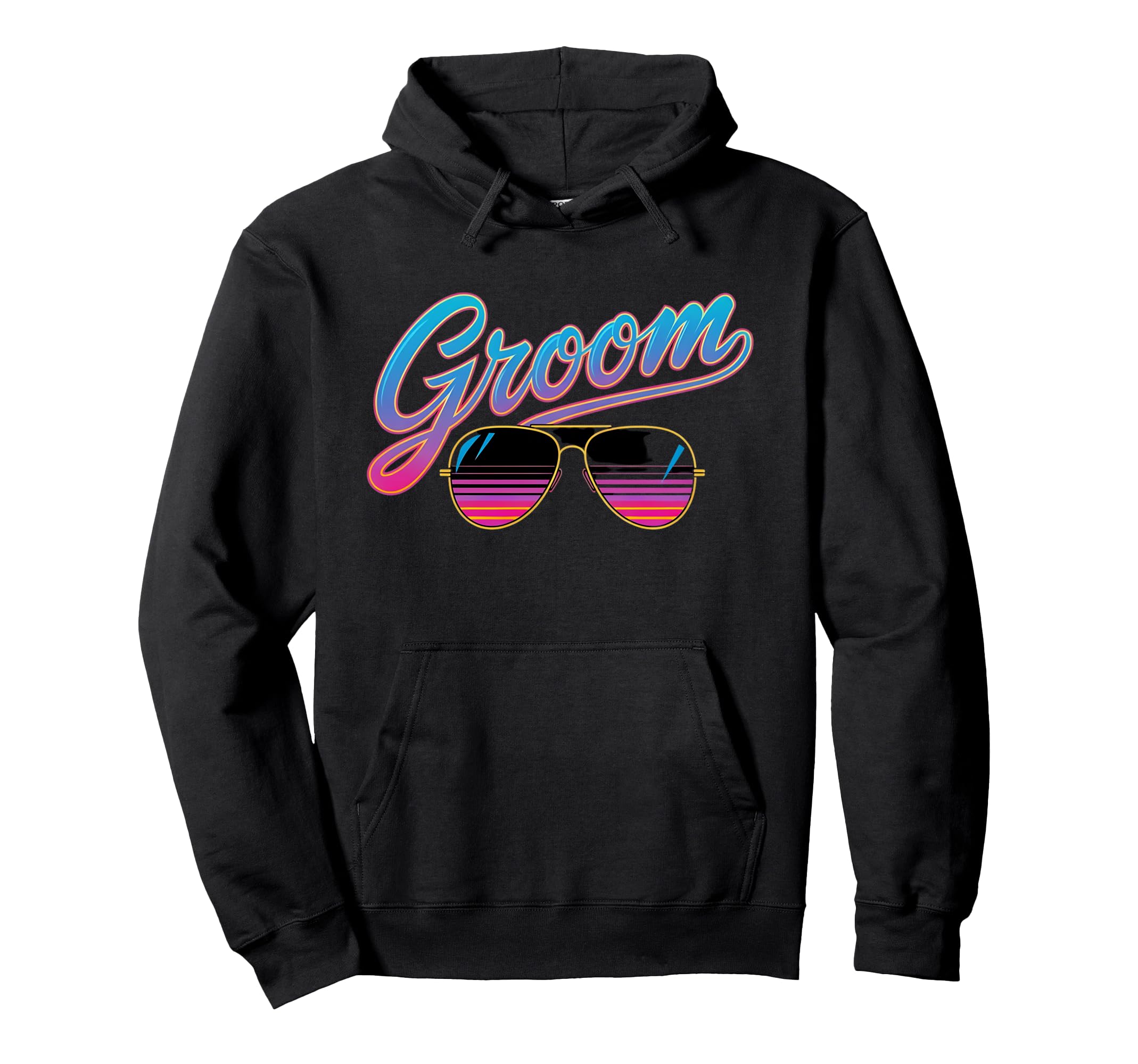 Synthwave Groom Bachelor 80S Aesthetic Hoodie - Graphic Print Unisex - T-Shirt, Sweatshirt, Hoodie