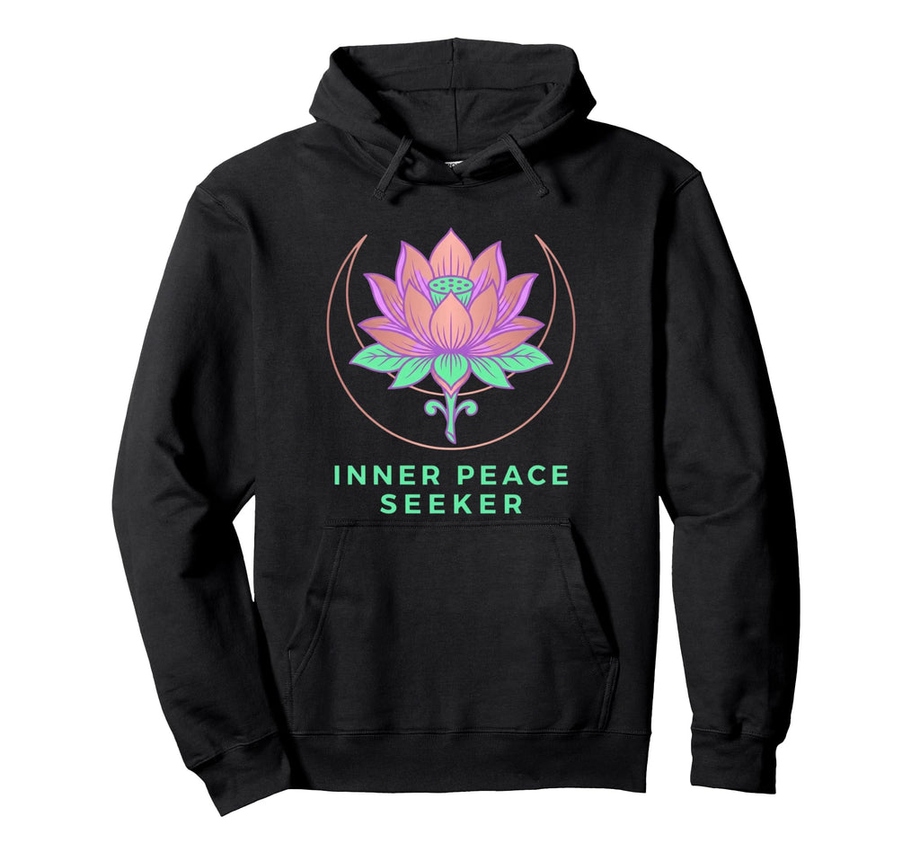 Inner Peace Seeker Lotus Moon Botanical Hoodie - Aesthetic Graphic Unisex - T-Shirt, Sweatshirt, Hoodie
