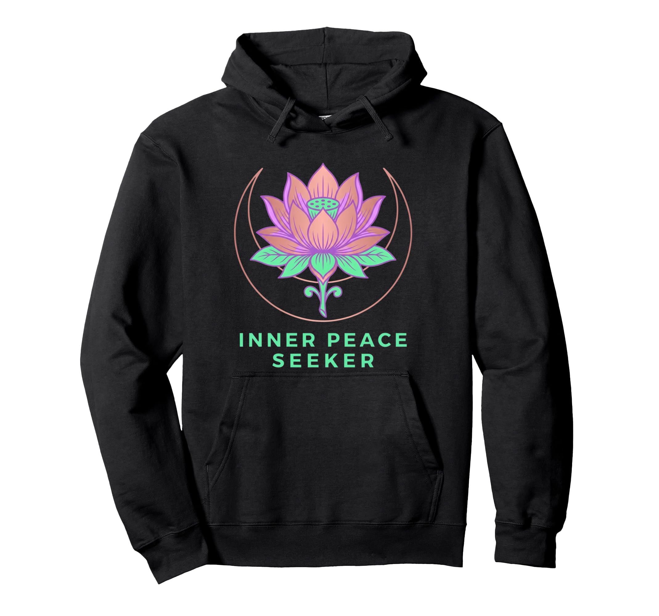Inner Peace Seeker Lotus Moon Botanical Hoodie - Aesthetic Graphic Unisex - T-Shirt, Sweatshirt, Hoodie