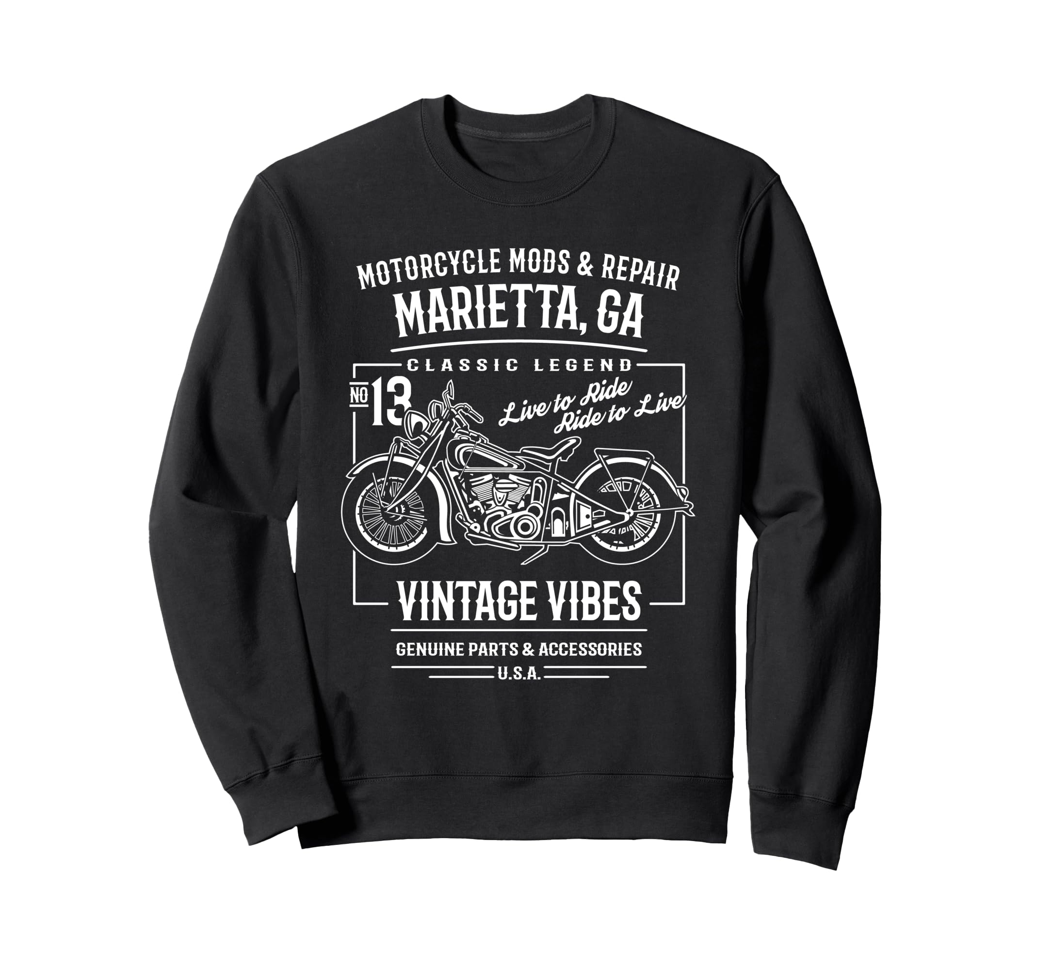 Marietta Ga Usa Motorcycle Sweatshirt - Trendy Graphic for Adults - T-Shirt, Sweatshirt, Hoodie
