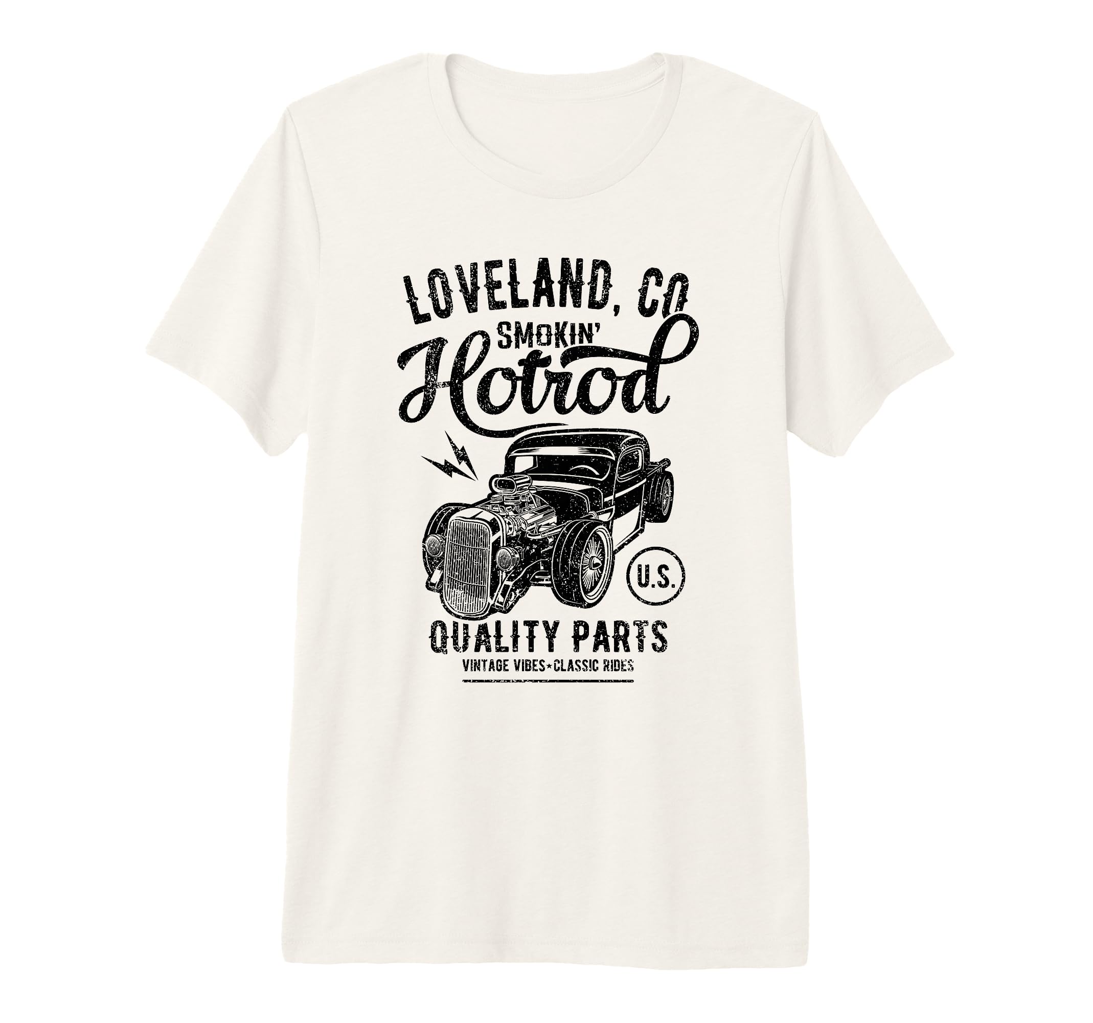 Loveland Colorado Usa Hotrod Car T-Shirt - Novelty Apparel Unisex - T-Shirt, Sweatshirt, Hoodie
