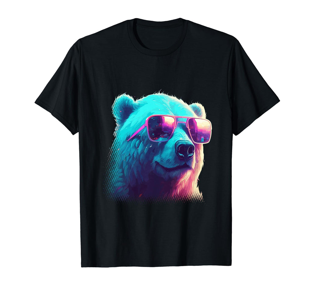 Synthwave Polar Bear Sunglasses 80S T-Shirt - Trendy Graphic Men Women - T-Shirt, Sweatshirt, Hoodie